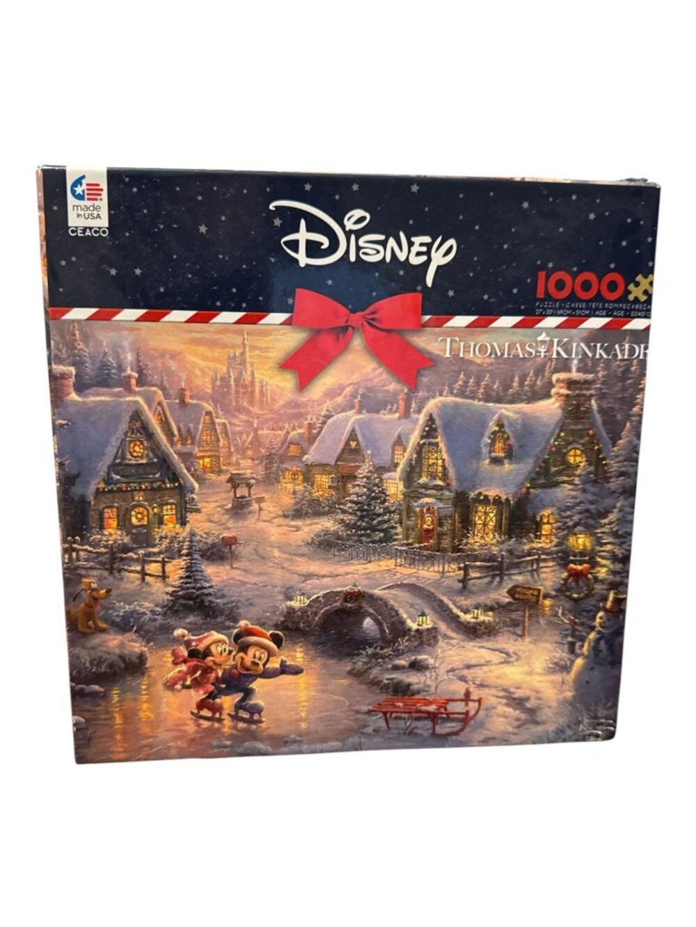 Ceaco Disney Thomas Kinkade Mickey and Minnie Mouse Snow Holiday Puzzle 1000 Pie
